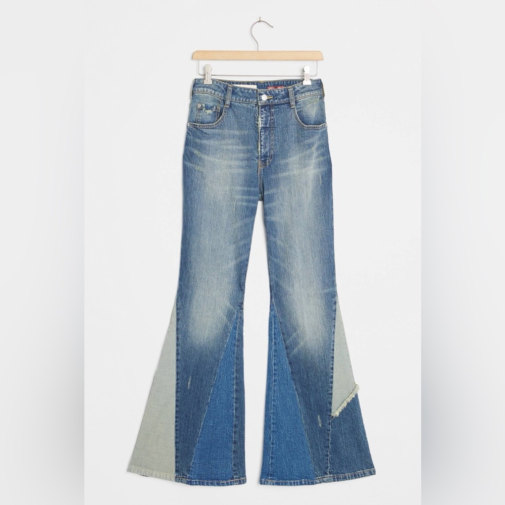 Pilcro Blue and Gray Flare Jeans